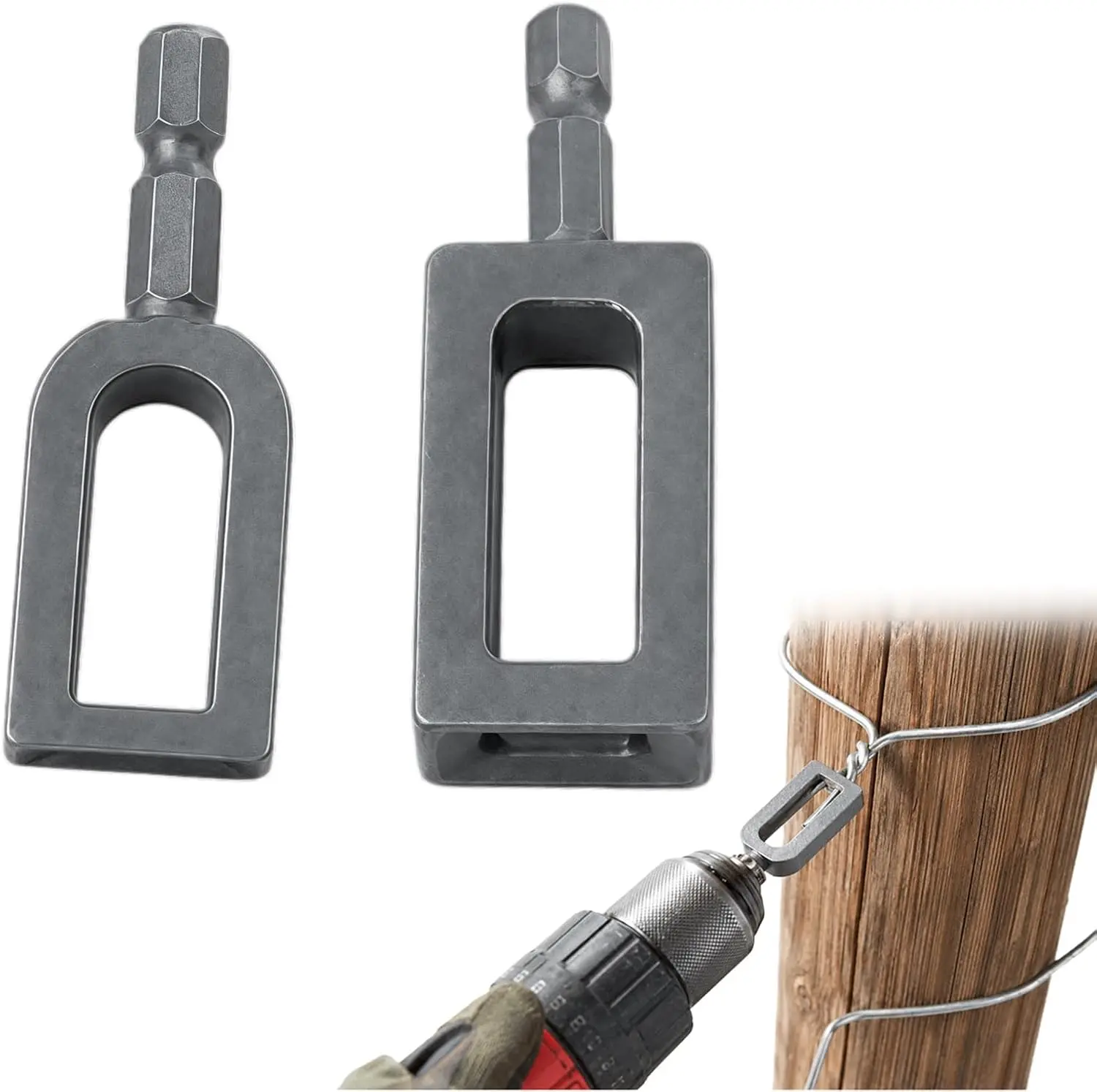 2PCS Alloy Steel Drill Wire Twister - 1/4" Hex Shank, Wire Nut Twisting Sleeve & Winding Accessory, Heavy Duty for Fencing, Construction, Father's Day Gift for Tool Enthusiasts