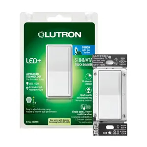 Lutron STCL-153M-WH Sunnata LED+ Touch Dimmer - 150W LED/CFL, Single-Pole/Multi-Location, White