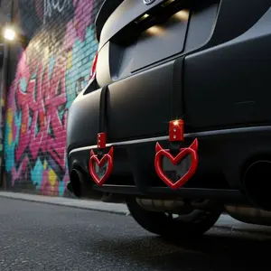 2PCS Devil Heart Car Hanging Charm – Red Drift Keychain Cute Interior Ornament