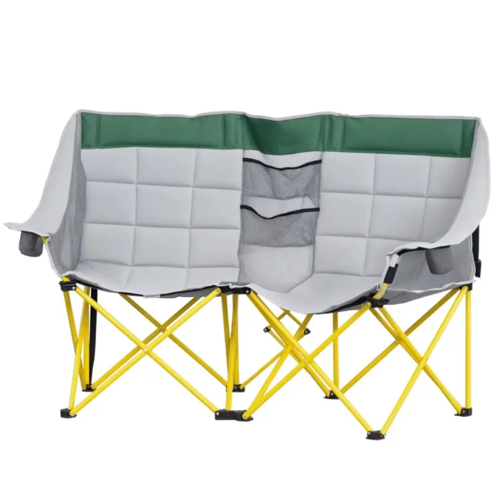 Side-by-Side Double Camping Chair - Portable Folding 2-Seater with Carry Bag, Built-in Cup Holder, Storage Pocket, Durable Oxford Fabric, 264 lbs Capacity - Ideal for Outdoor Events, Beach, Fishing