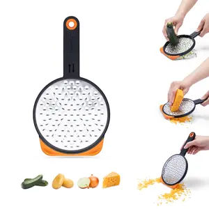 Dreamfarm Ograte Two-Sided Vegetable Speed-Grater with Non-Slip Bowl Hook & Foot - 6mm Coarse Grater, Orange