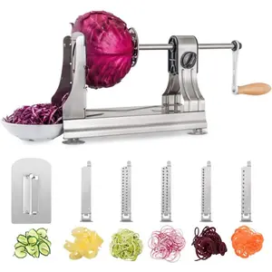 6-blade vegetable spiralizer, spiral slicer, veggie pasta spaghetti maker—healthy low-carb/paleo/gluten-free; body made of 304 food-grade stainless steel