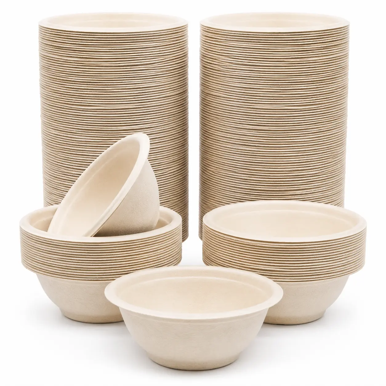 100 Pack 8 oz Compostable Paper Bowls, Heavy-Duty Disposable Plant Fiber Bowls for Soup, Salad, Ice Cream, Snacks, Desserts & Hot or Cold Foods