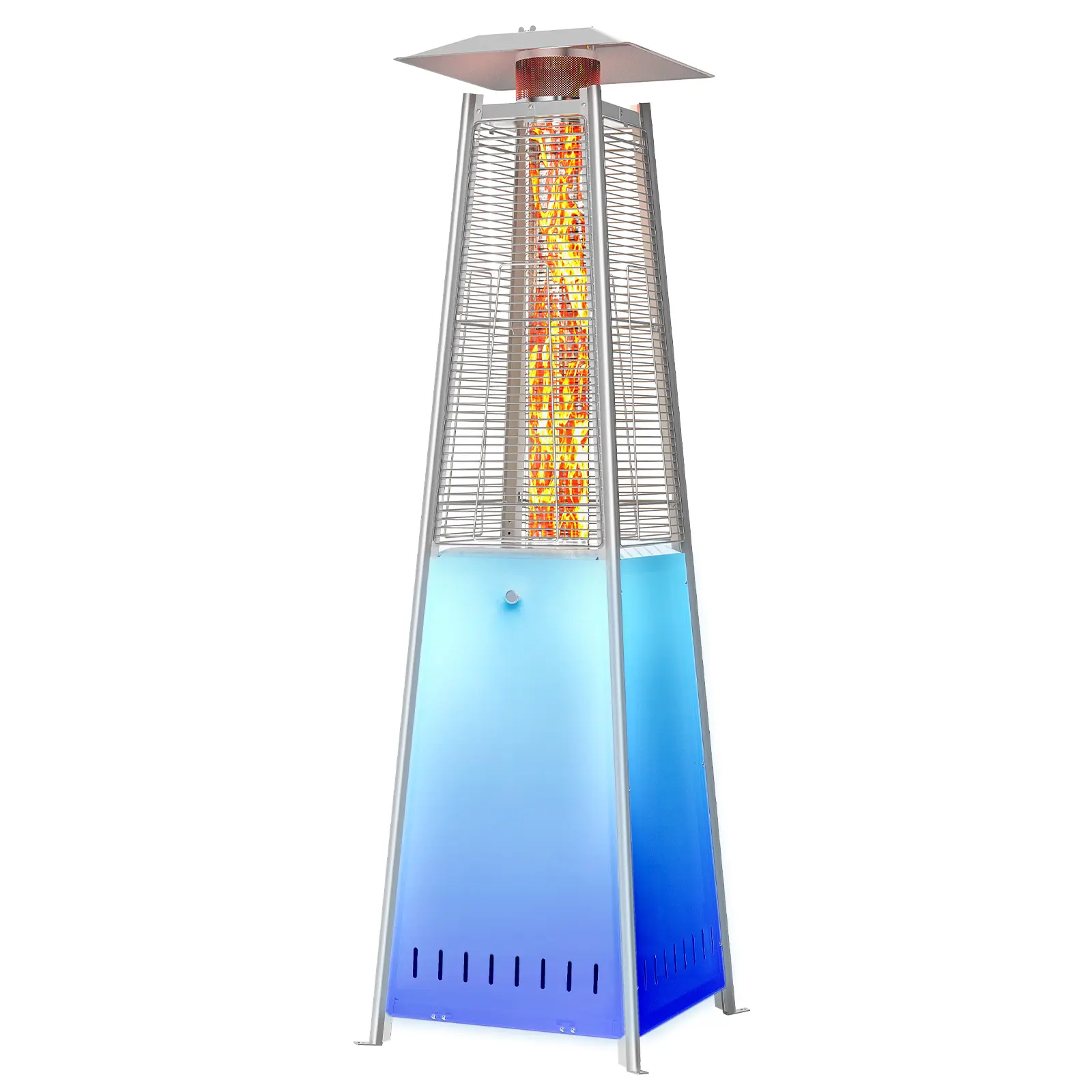 Pyramid Patio Heater, 48000 BTU Outdoor Heater with Wheels and Ignition, LED Propane Patio Heater for Home, Backyard, Garden,Deck and Patio