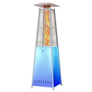 Pyramid Patio Heater, 48000 BTU Outdoor Heater with Wheels and Ignition, LED Propane Patio Heater for Home, Backyard, Garden,Deck and Patio