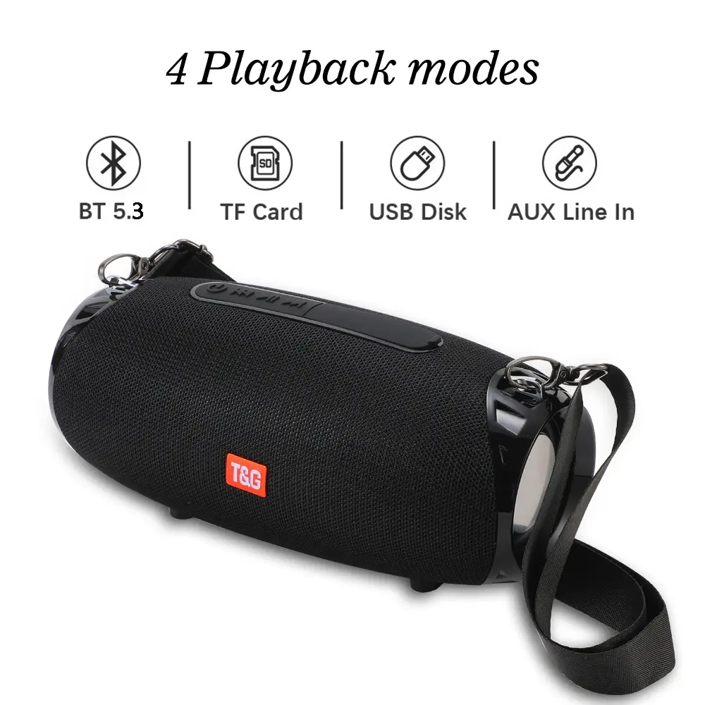 T&G Portable Wireless Speaker, Radio FM 10W Powerful Big USB Rechargeable Bluetooth-compatible Speaker with Built in Microphone, Outdoor Waterproof Subwoofer Speaker for Home, Office, Outdoor, Audio Caixa De Som Sound Box Music Woofer Bass Computer PC TV