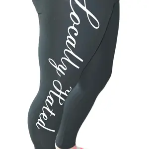 LocallyHated  Black Leggings with White Text Design