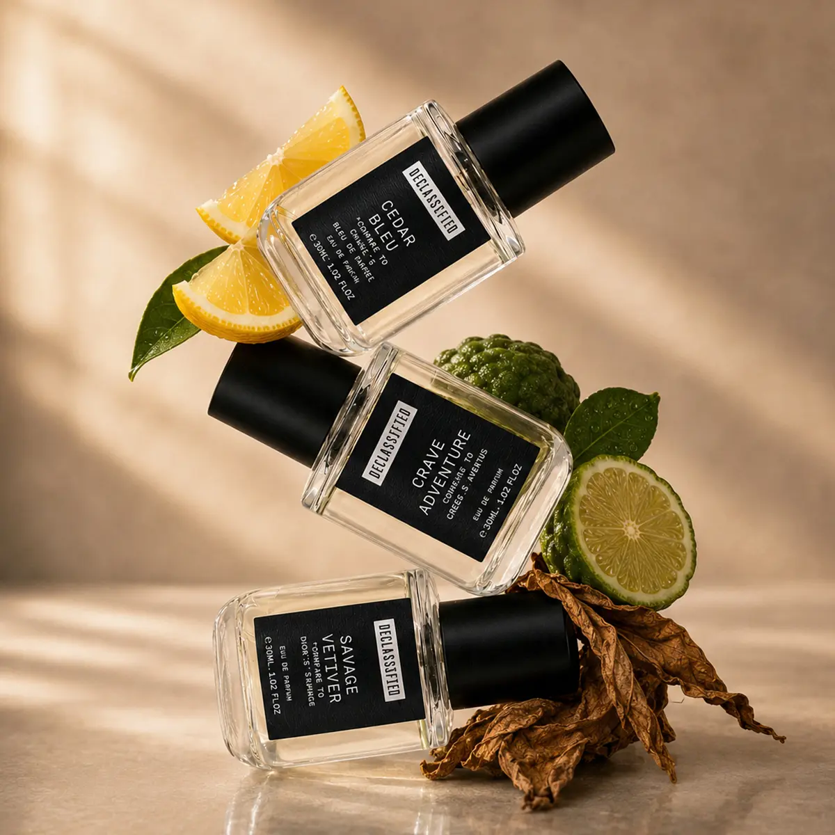 Declassified Eau de Parfum Set | Cedar Bleu × Crave Adventure × Savage Vetiver | 30ml × 3 Cardamon, Lemon, Pineapple, Cedarwood, Bergamot, Ginger, Amberwood, Pepper & Musk