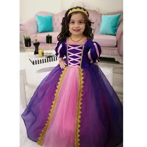 099 Fancy Girl Dress Party Princess Repunzel Tutu Birthday Kids Clothes Purple Gown Girl Kids Princess Dresses Birthday Clothes