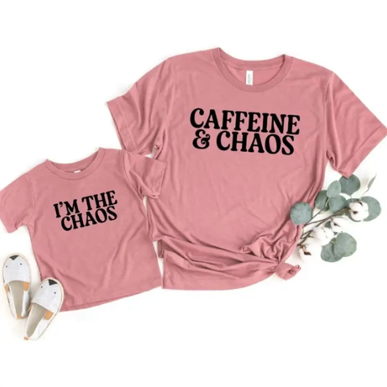 Caffeine and Chaos I'm The Chaos Mother and Baby Matching Shirts, Mama Mini Shirt, Mothers Day Gift, Mama Baby Shirt, Coffee and Chaos, Mom Gifts