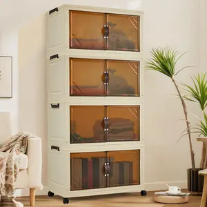 Garvee Robust Foldable Plastic Storage Wardrobe – Magnetic Doors – Stackable Storage Box – For Clothes and Children's Toys