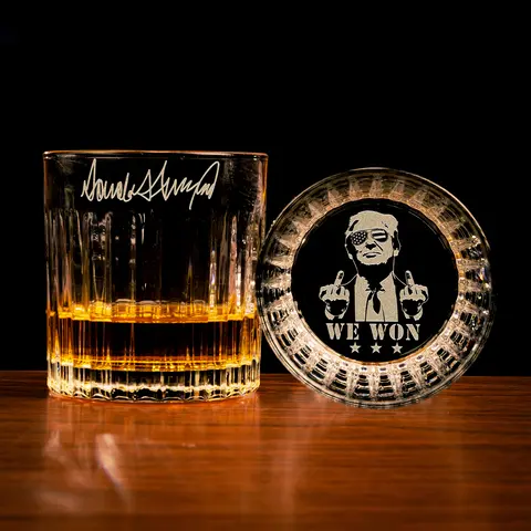Engraved President We Won Whiskey Glass, MAGA 11oz Rock Glass Gifts for Men Drinkware