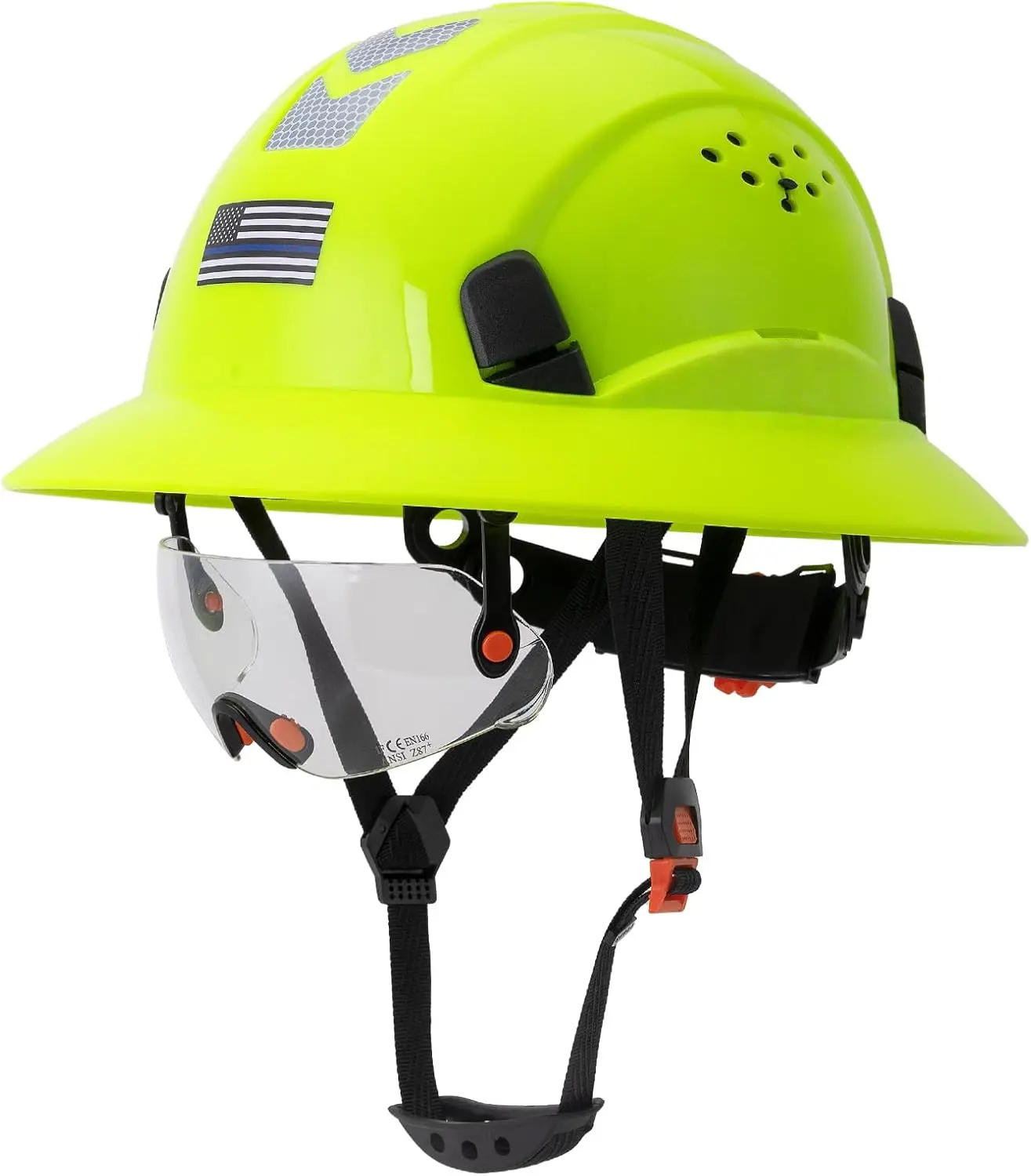 Full Brim Hard Hat with Visor, Vented Construction Hat Adjustable Cooling Work Hat for Men Women, Heavy Duty ABS Head Protection for Job Site Safety Equipment Hardhat