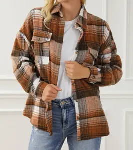 Orange Brown Plaid Shacket