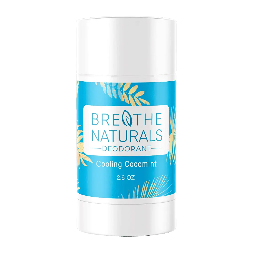 Breathe Naturals Deodorant - Cooling CocoMint - Gentle On Sensitive Skin - All Day Freshness - Aluminum Free & Vegan Aloe Body Care - 2.6 Oz