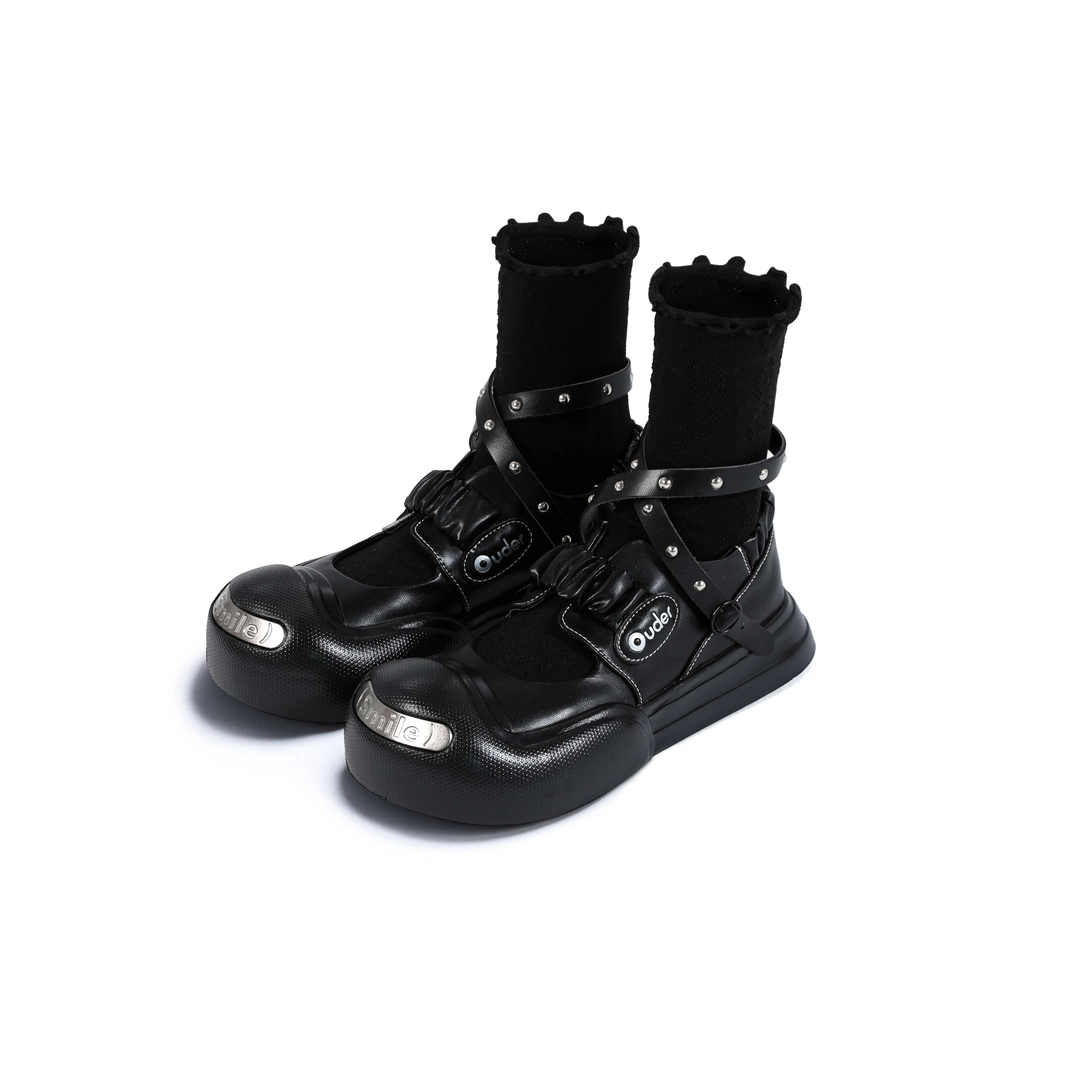 Smile Vampire Leather Mary Jane Shoes Women Girl Women's Round