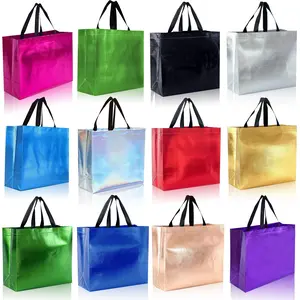 Colorful Gift Bag, Goodie Bags, 12pcs/set Reusable Gift Wrapping Bag with Handle, Gift Packaging Supplies for Wedding Birthday Party, Party Favors, Party Gift Packs