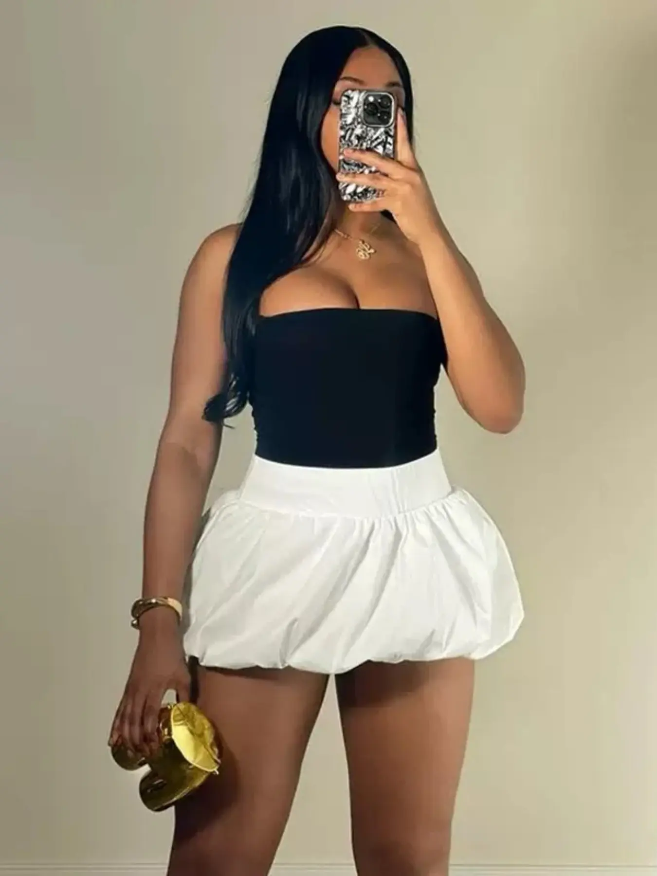 Women's Solid Color Versatile Bubble Skirt High Waist Super Short Half Skirt, Casual Fashion, Tennis Skirt, Athletic Skirt, Sporty Short Skirt, Perfect for All Seasons