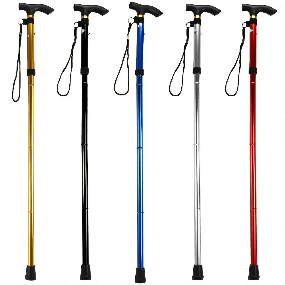 4-section Folding Ultra-light Adjustable Walking Stick, Telescopic Trekking Pole With Rubber Tip, Hiking Stick Pole