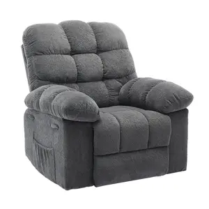Oversized Recliner Chair for Adults – Extra Wide, Overstuffed Manual Lounge Sofa – Ergonomic Upholstered Single Seat for Living Room or Bedroom – Comfortable Nursery Recliner – Terry Cloth Blue