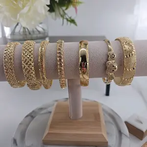 (B16)(B17) 14 K Gold Bangle for Women - Luxurious & Elegant Design - Versatile for Casual & Formal Occasions - Beautiful 14 K Gold Color - Ideal for Elegant Accessories  7.5 cm* (1 bangle)