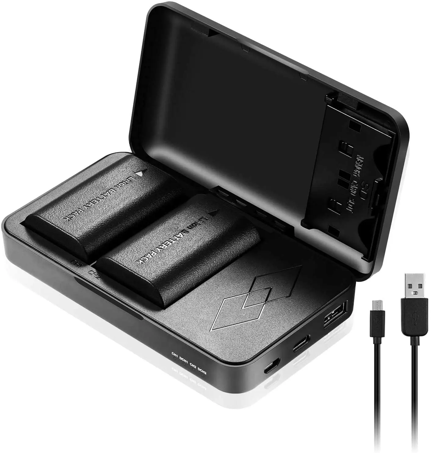 JYJZPB 2-Pack LP-E6N Batteries and LP-E6 LP-E6NH LP-E6P Battery Charger Case fit for Canon EOS R, EOS R5, 90D, 60D, 70D, 80D, 5D II, 5D III, 5D Mark IV, 6D, 6D II, 7D, 7D II, XC10, XC15 Cameras Laptop