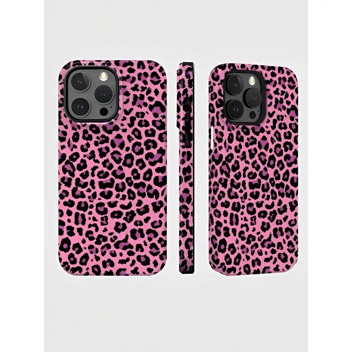 for iPhone 13 Pink Leopard Print Two-In-One Anti-Drop Design For Film Cases Phone Case Suitable For Compatible With Iphone17,16, 15, 14, 13, 12, 11, PRO MAX, Air