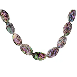 JTV Abalone Shell Doublet Rhodium Over Sterling Silver Graduated Necklace, 20x13mm & 30x18mm