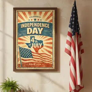 America 250 Years of Freedom Poster, Matte Stretched Poster 1776-2026