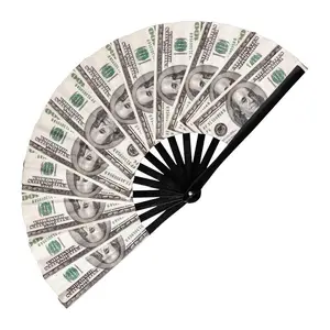 Money Print Folding Fan, 1 Count Creative Dance Folding Fan, Handheld Fan, Portable Folding Fan, Decorative for Music Festivals, Clubs, Events, Parties, Dance Performances