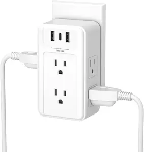 BN-LINK Multi Plug Outlet, 6 Wall Outlet Extender with 3 USB Charging Ports (1 USB C) Total 3.4A, 3-Sided Outlets Splitter Multiple Outlet Wall Plug for Home Office Dorm Room