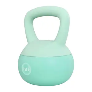 Fitvids Soft Kettlebell Ergonomic Grip, Iron & Sand Filled, 25 Pounds, Green