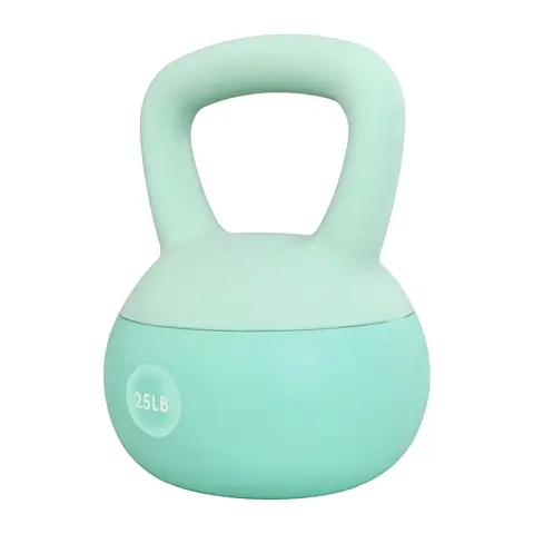 Fitvids Soft Kettlebell Ergonomic Grip, Iron & Sand Filled, 25 Pounds, Green