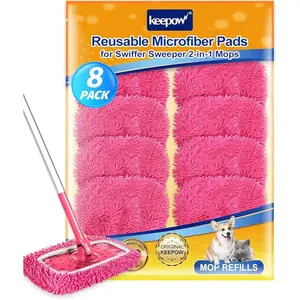 Keepow Reusable Dry Sweeping Cloths Microfiber Wet Mop Pads Compatible with Swiffer Sweeper for Hardwood Surface Floor Cleaning