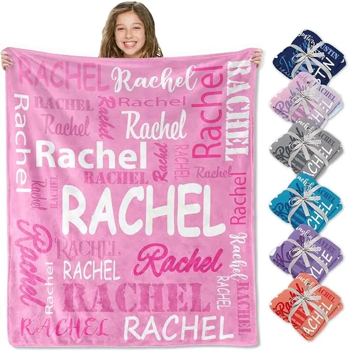 Custom Name Flannel Throw Blanket - Personalized Customizable Name Blanket for Kids & Adults, Ideal Christmas Birthday Gift (Leave a Message on Your Order)