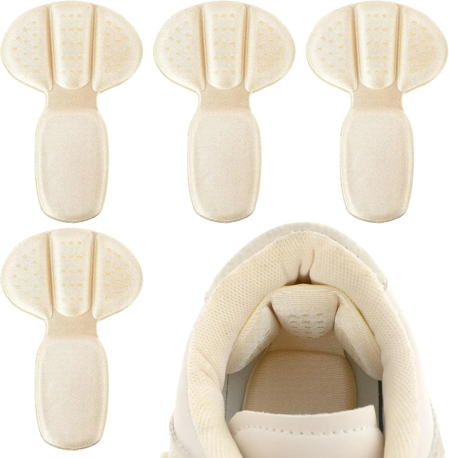 Back of Heel Cushion Pads, 4Pcs Mesh Adhesive Heel Grips Inserts for Boots, Loose Shoes Too Big, Reusable Heel Guards Liners for Women Men, Anti Blister Shoe Liners Heel Protectors
