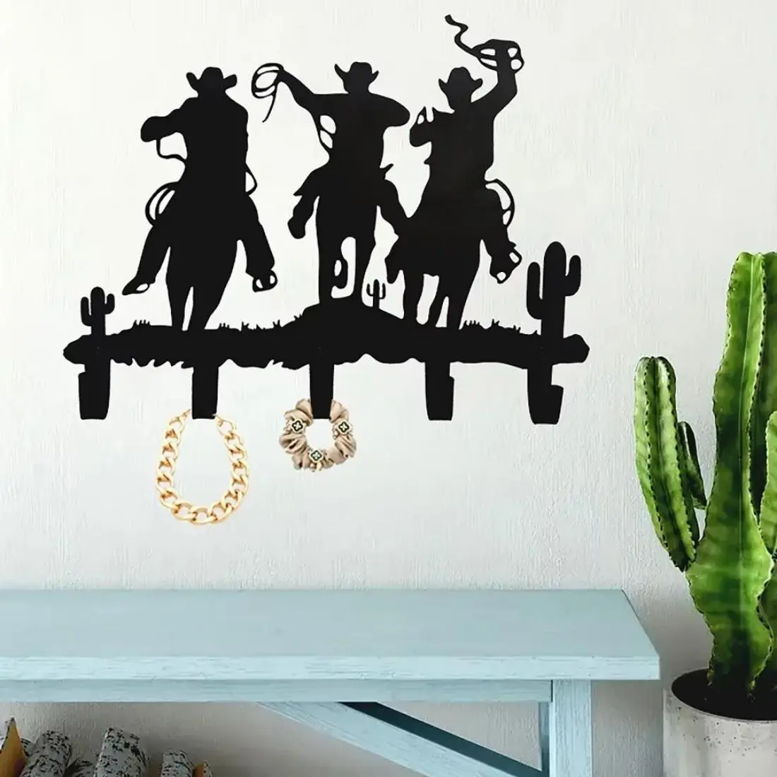 Cowboy Themed Metal Wall Hook, Decorative Hooks Organizer Rack with Easy Installation for Hanging Storage, Wall Decor for Home Garden, Vintage Home Decor, Decoration