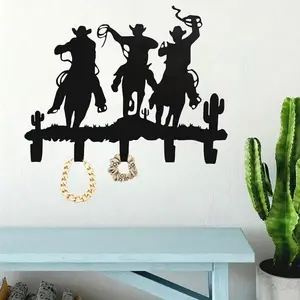 Cowboy Themed Metal Wall Hook, Decorative Organizer Rack with Easy Installation for Hanging Storage, Wall Decor for Home Garden, Vintage Home Decor, Decoration