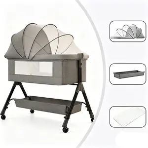 Baby Bedside Bassinet Sleeper, Bassinet for Newborn with Plush Mattress, Mesh Breathable, Adjustable Side Sleeper Portable Crib for Infant