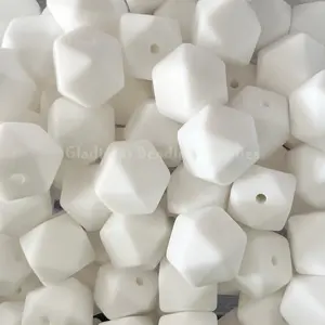 14mm White Hexagon Silicone Bead - Loose - Crafting Supplies - Beading Supplies