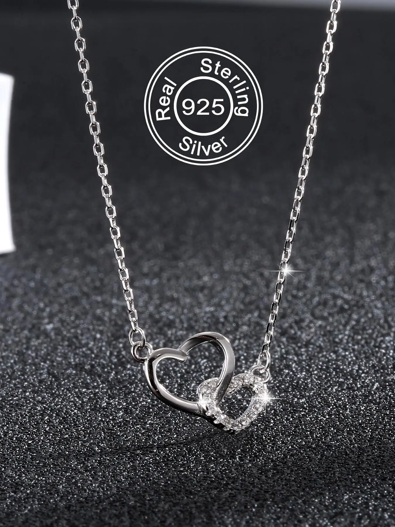 S925 Sterling Silver Women's Elegant Heart Shaped Pendant Necklace, Exquisite Trendy Pendant Necklace, Chic Jewelry As Gift for Girlfriend, Love Heart Necklace, Heart Design Necklace