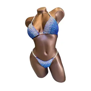 Periwinkle Competition Bikini – Crystal AB, Dark-Purple AB & Sapphire Rhinestones | NPC / IFBB Stage Suit