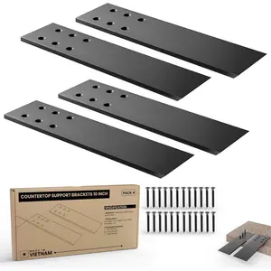 10" Countertop Support Brackets (4 pcs) for Granite - Heavy Duty L Shelf Bracket - Wall Mounted Support for DIY Open Shelving -  Wall Support - Mounting Hardware Included ( Pack 4 )