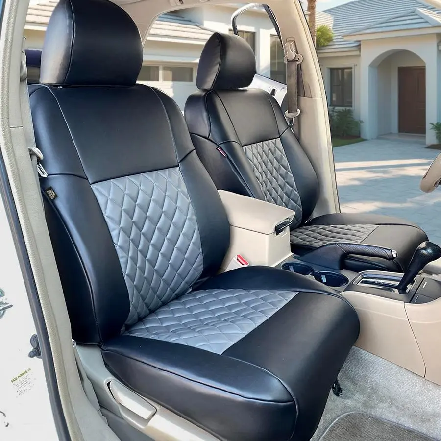 Luxury Diamond Leatherette Seat Covers for Cars – Custom Fit (Leave Year/Make/Model in Notes at Checkout) – Waterproof Full Coverage – Made in USA, Car Seat Protectors, Seat Protectors Cushion