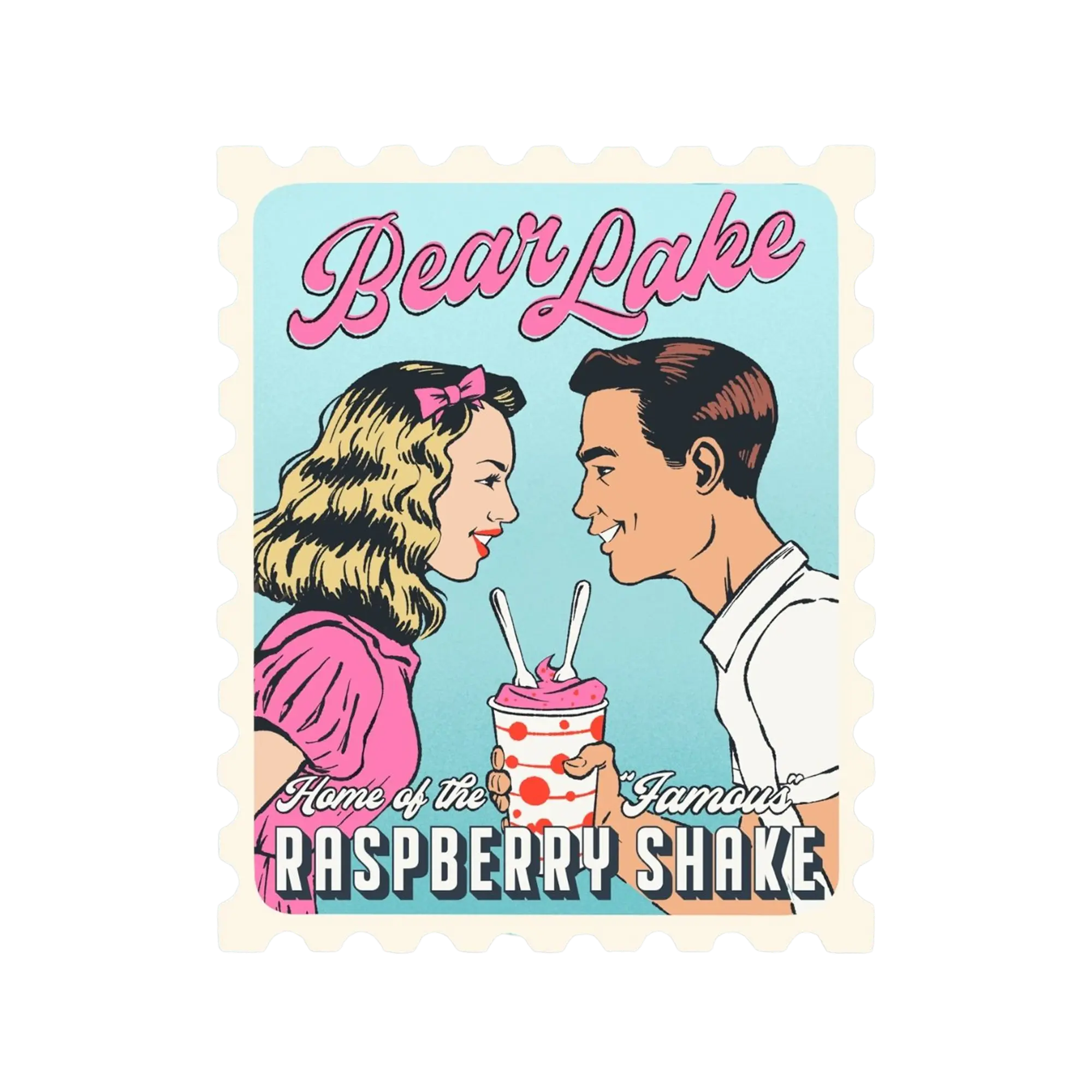 Bear Lake Raspberry Shake Retro Stamp Sticker