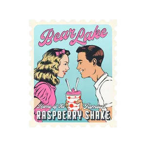 Bear Lake Raspberry Shake Retro Stamp Sticker