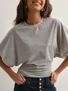 Women's Solid Color Crop Tee, Casual Basic Half Sleeve Round Neck T-Shirt for Summer, Holiday Haul, Ladies Everyday Clothes for Daily Wear, Crop Top, Womenswear