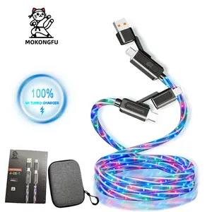 Mokongfu 120W 4 - in - 1 Charging Cable (Upgraded):Single Rainbow - Color , High - Speed with USB A and Type C, and Lightning, Available in 3.3ft/6.6ft/10ft, Compatible with iPhone14/15/16/17, iPad Pro/Air, and Samsung Smartphone Cellphone Charger