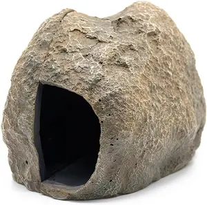 2 in 1 Reptile Hide Cave, Aquarium Fish Tank Hideout Decoration Multi-Function with Magneticfor Small Reptiles Gecko Lizard Snake Crabs Small Fish Parrot Fish Cichlids