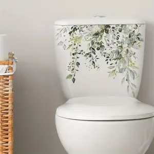 Self-Adhesive Floral Decorative Wall Sticker, Plant Design, Bathroom & Toilet Decoration, Home Decor Self-Stick Wallpaper, Easy Installation